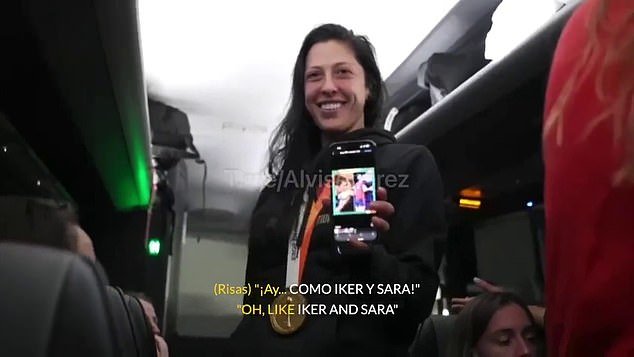 Hermoso appeared to show a meme on her phone comparing being kissed by Rubiales to former Spain international Iker Casillas locking lips with reporter Sara Carbonero