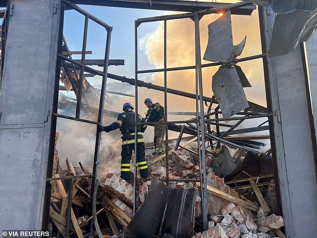 Firefighters work at a site of a Russian missile strike, amid the Russian attack on Ukraine, in Kryvyi Rih, Dnipropetrovsk region, Ukraine, September 8, 2023