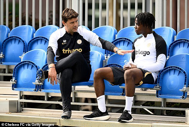 Lavia (right) is yet to play for Chelsea and has focused on building up his fitness during training