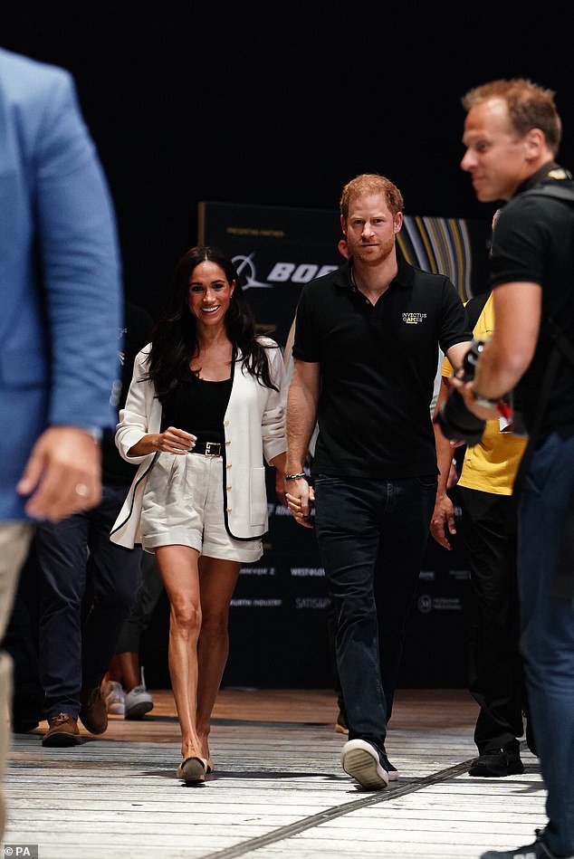 The Duke and Duchess of Sussex arrive at the Merkur Spiel-Arena in Düsseldorf this morning