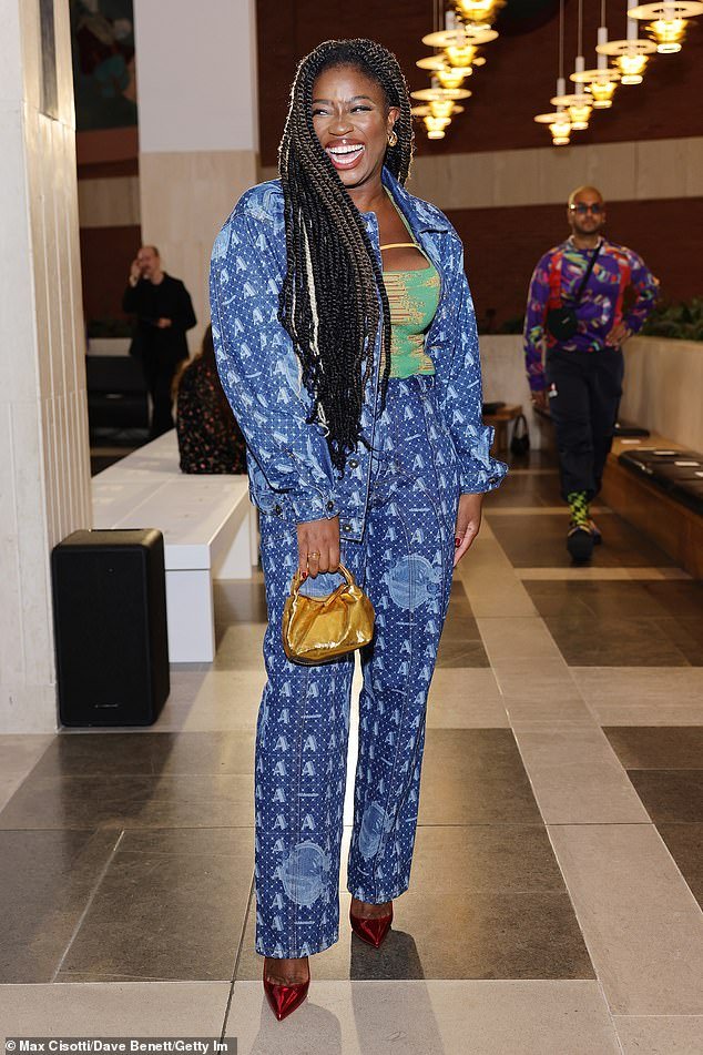 Stylish: She was joined at the show by Clara Amfo, who looked fabulous in a patterned denim coordinate