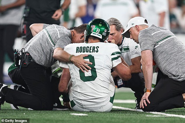The veteran quarterback tore his Achilles tendon in his debut with the New York Jets on Monday