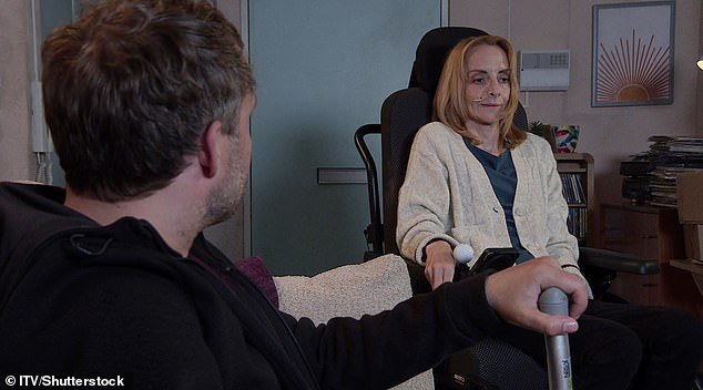 Friendship: Viewers watched as Paul Foreman (Peter Ash) and his good friend Shelly (Natalie Amber) bonded over their motor neurone disease diagnosis