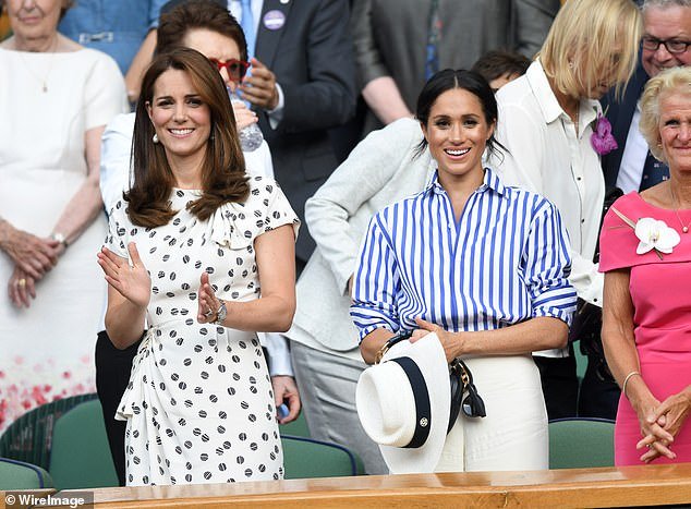 Unsurprisingly, the outspoken Lady also has some rather bitter opinions about the latest generation of female Royals (Photo: Catherine, Princess of Wales and Meghan, Duchess of Sussex at Wimbledon in 2018)