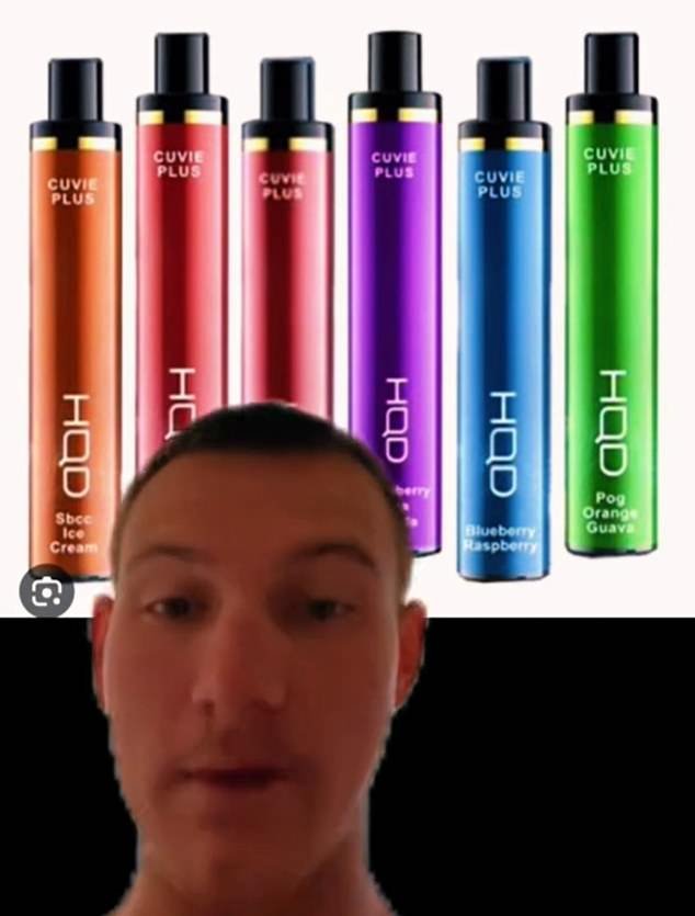 Mr Middleton said the vape he used most often was HQD, made by Chinese company Shenzhen Hanqingda Technology Co, based in Shenzhen, China.  His favorite flavors included blue raspberry, blueberry lemonade, black ice cream and apple peach