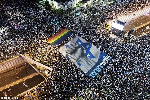 Thousands of protesters poured into the streets of Tel Aviv in June to oppose Netanyahu and the judicial overhaul of his nationalist coalition government