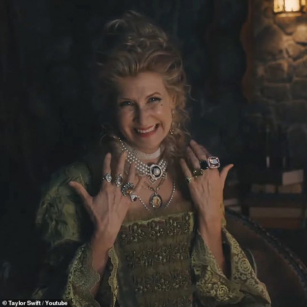 Music Video: Dern played the evil stepmother in Swift's Cindarella-inspired Bejeweled music video in 2022;  seen in a still from the video