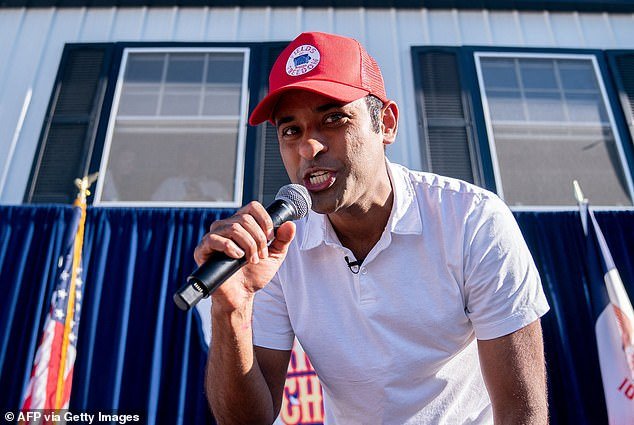 Vivek Ramaswamy, 38, belted out Eminem's Lose Yourself at the Iowa State Fair in August after Iowa Governor Kim Reynolds asked the candidate what his favorite walk-out song is and followed it up by playing it for the crowd