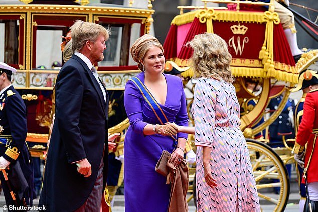 King Willem-Alexander and daughter Princess Amalia were seen leaving the Royal Palace Noordeinde prior to the trip to the Royal Theater for the speech from the throne