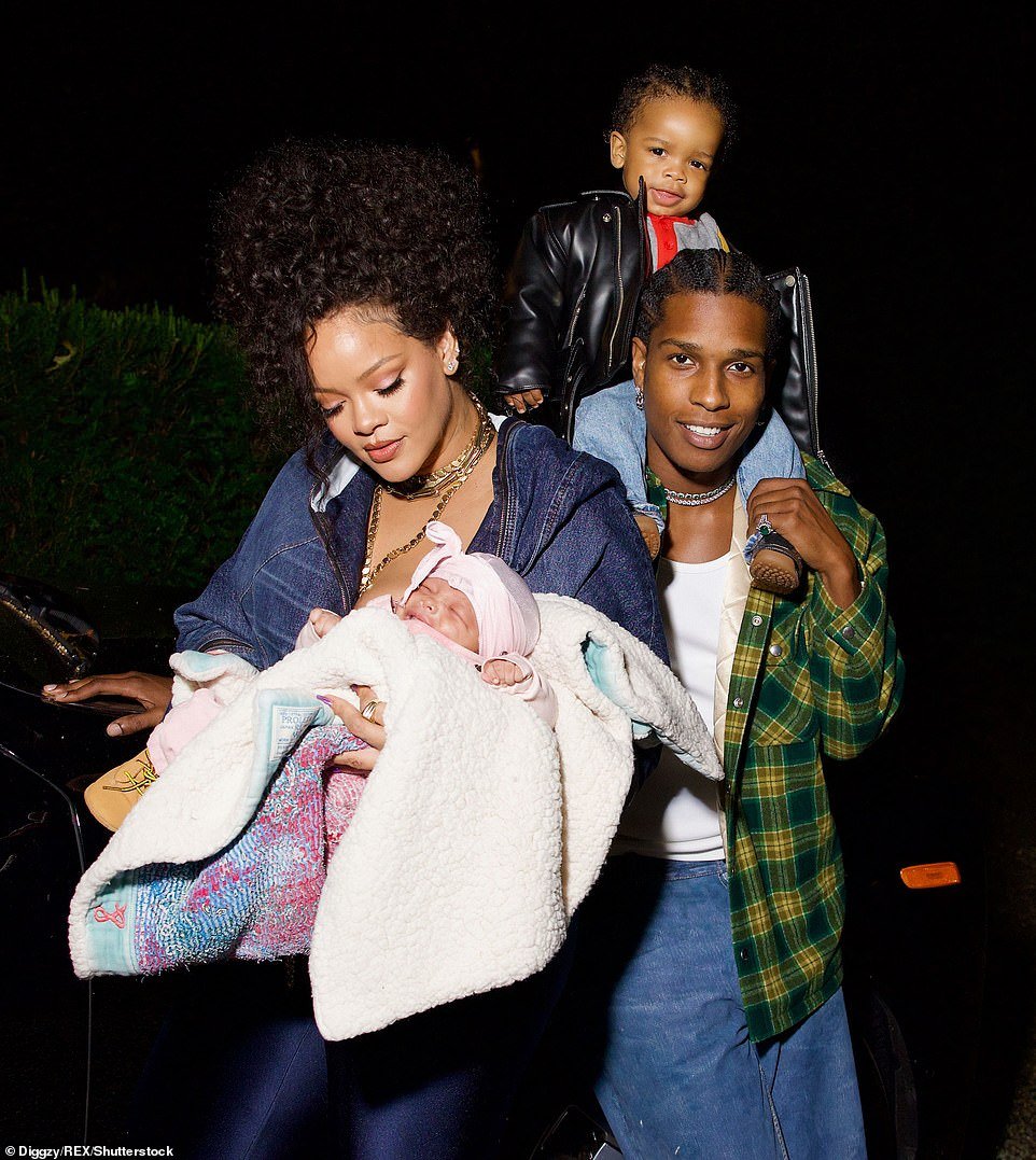 Glowing: Rihanna looked beautiful as she spent quality time with her family