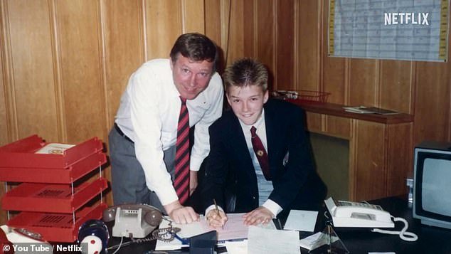 How he became a star: Ferguson and Beckham pictured as the former England star signed for Manchester United