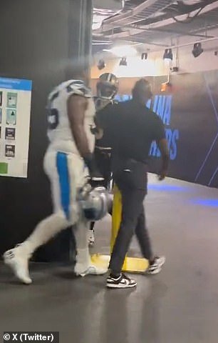 A fight almost broke out between the two players near the Saints locker room