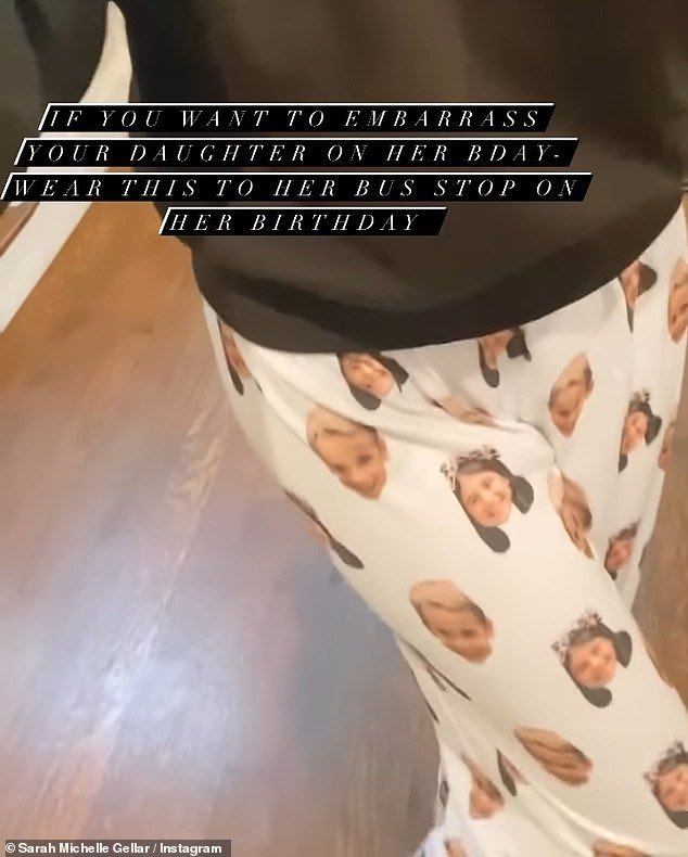 Tribute!  Leveraging the app's Stories feature, she shared a short video showing herself in pajama pants with her children's faces printed on them.