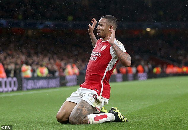 Gabriel Jesus put Arsenal in seventh heaven when he added a third to their first-half rout