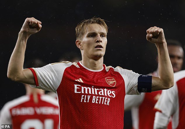 Martin Odegaard produced a stunning performance to lead Arsenal to a 4-0 victory over PSV, scoring the fourth goal with a brilliant strike.