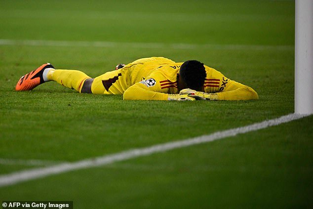 The Cameroonian star was visibly frustrated after his error put Bayern ahead 1-0.