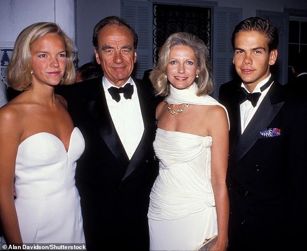 Rupert Murdoch with his second wife Anne and children Lachlan and Elisabeth in 1989