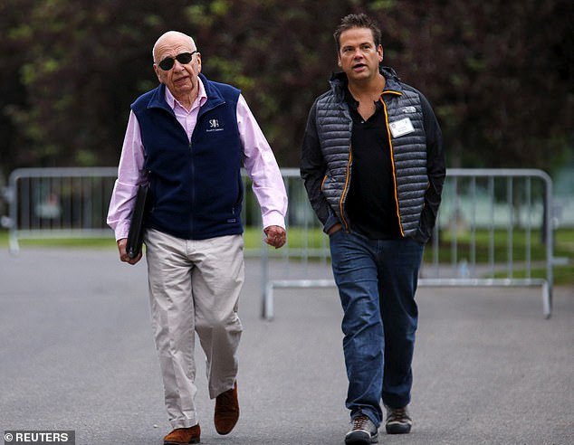 Rupert Murdoch and his son Lachlan attend the first day of Allen and Co's annual media conference.  in Sun Valley, Idaho, July 8, 2015