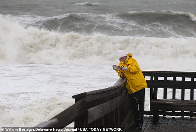 High winds caused dangerous tides at Cape Henlopen State Park as Tropical Storm Ophelia hit the Delaware coast
