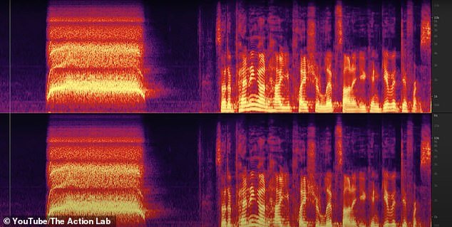 Spectrogram of the sound waves of the death whistle, which makes a sound like a screeching zombie