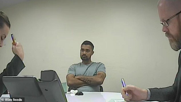 Gunathilaka (pictured while being interviewed by police) used a condom while having consensual sex with the woman, Judge Sarah Huggett found