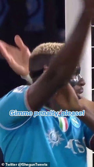 Napoli posted videos to their TikTok that appeared to mock Osimhen for appealing a penalty in Sunday's goalless draw against Bologna and his subsequent miss from the spot