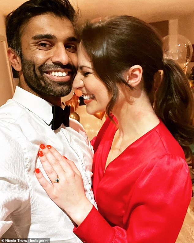 Big news: Actress Nicola, 34, and her actor partner Nikesh announced their happy news on social media on Friday