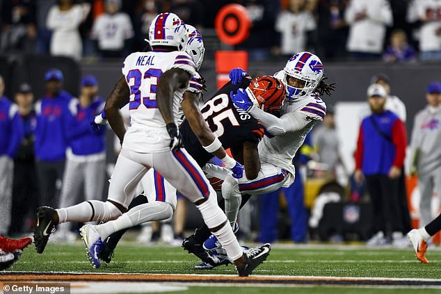 Hamlin, 25, went down after tackling Tee Higgins in the first quarter of a Bills-Bengals game