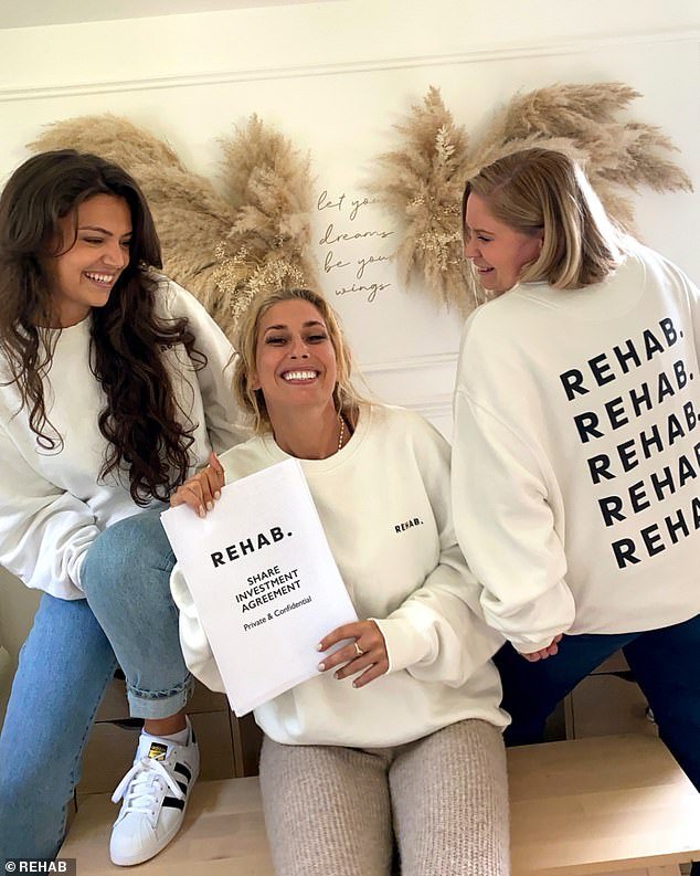 Delighted: The TV presenter took to Instagram on Saturday to share the news with her followers as she grinned alongside her co-owners Vicky and Anastasia