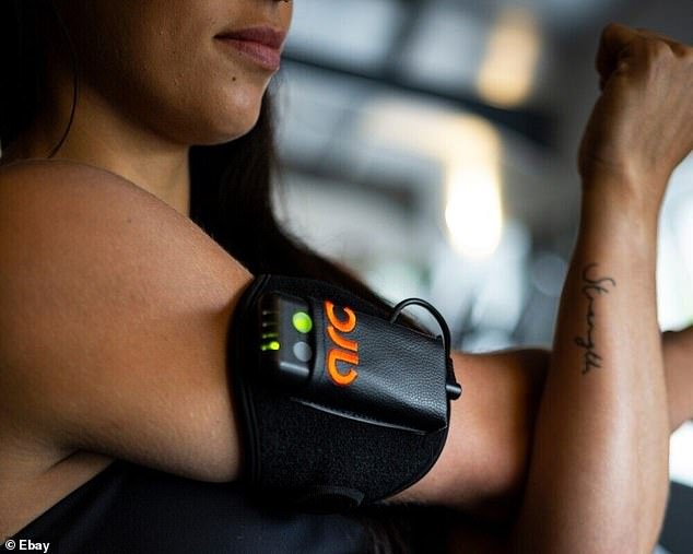 The Arc4Health bracelet is the size and shape of a TV remote control and sits in a Velcro cuff - similar to a blood pressure monitor - that is then strapped around a leg or arm