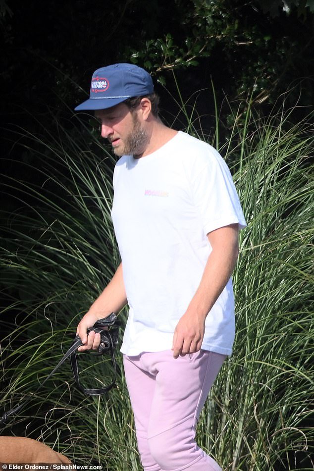 Dave Portnoy was seen with his dog, Brody, in the Hamptons on Friday