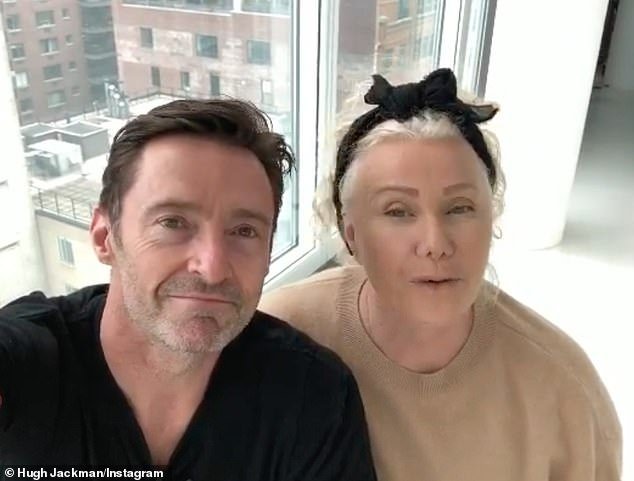 Hugh Jackman and Deborra-Lee Furness pictured in April 2020 during a COVID lockdown