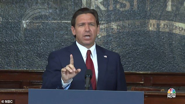 At Thursday's event, held at an Irish pub in Jacksonville, DeSantis pledged that Florida would not temporarily close schools or require mask-wearing due to rising COVID cases