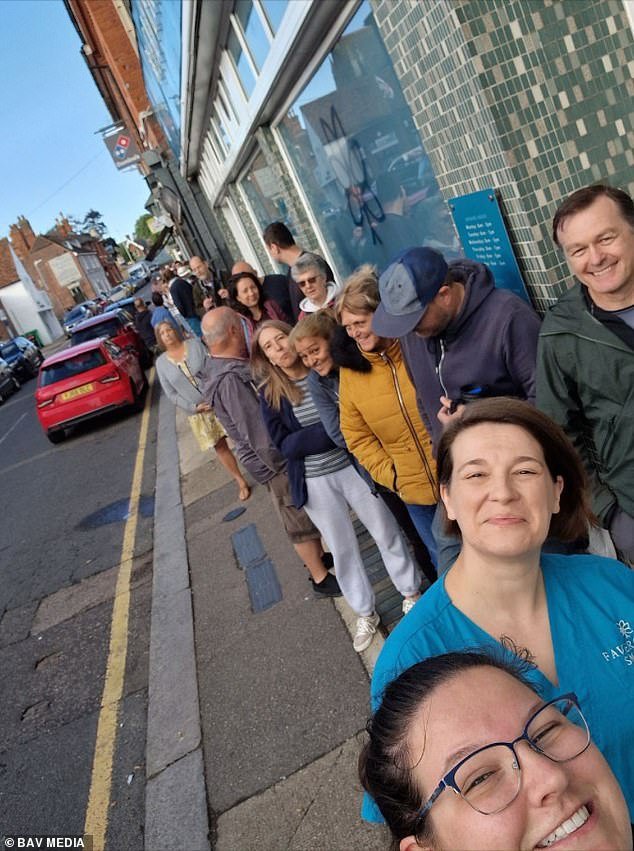 Leigh, in Greater Manchester, has joined a growing list of communities where struggling patients queue from dawn to access a dentist.  It follows reports from Faversham, in Kent, where a practice received 27,000 calls for just 60 NHS slots last month.  Pictured the queue outside Faversham Smiles dental practice last month