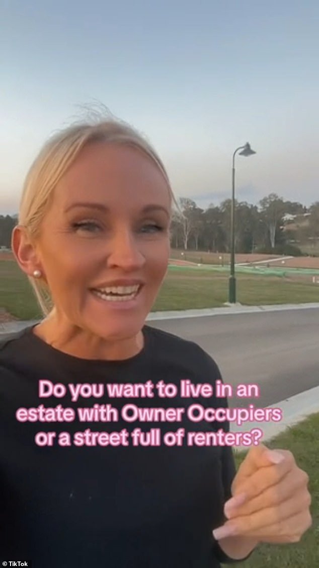 Real estate agent Karen Robinson has been criticized online after a TikTok video appeared to suggest that a subdivision's main selling point was that tenants would not be allowed in