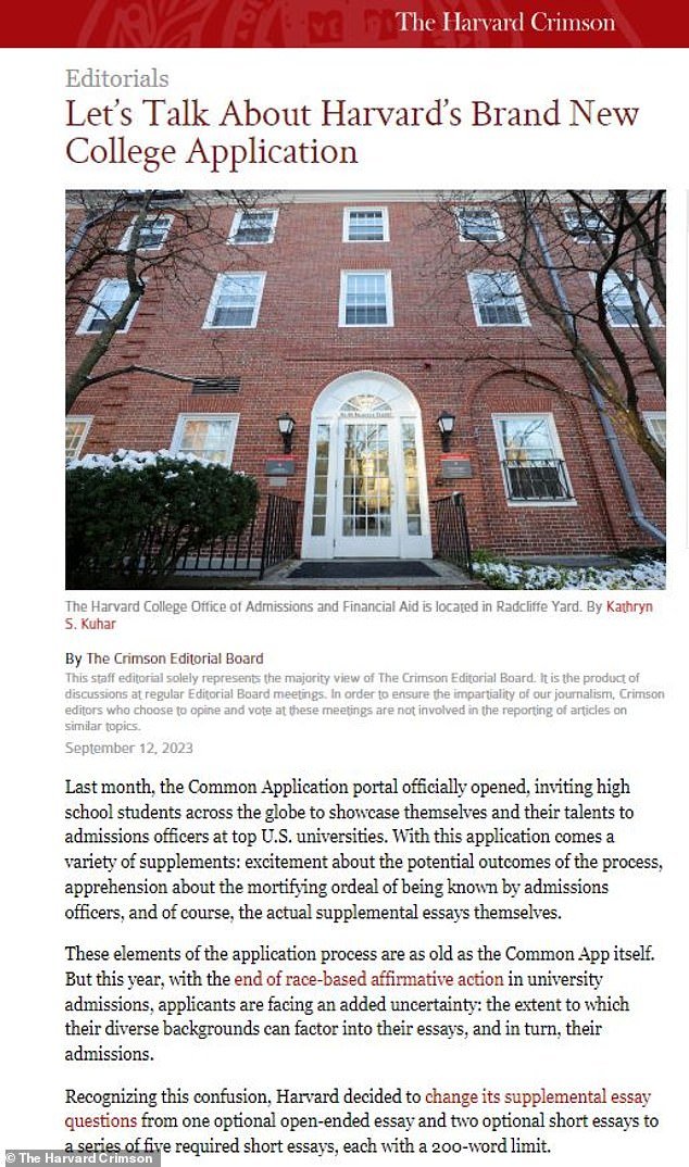 Harvards woke student newspaper claims limiting applicants to 200 words penalizes