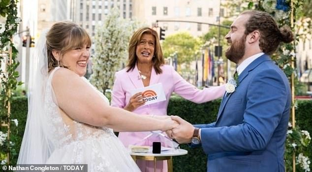 Hoda Kotb married Ben Hebert, 30, and Mindy Shore, 29, in front of their family and friends on the Today show Thursday