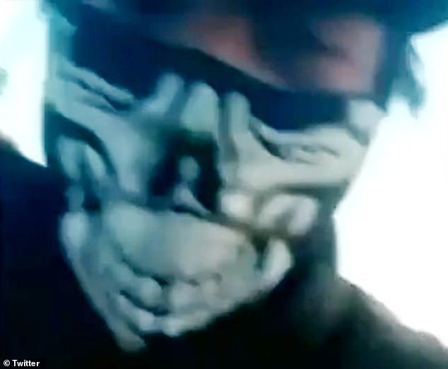 A Mexican cartel member wearing a bizarre skeleton mask filmed himself leading six teenage boys to their gruesome deaths