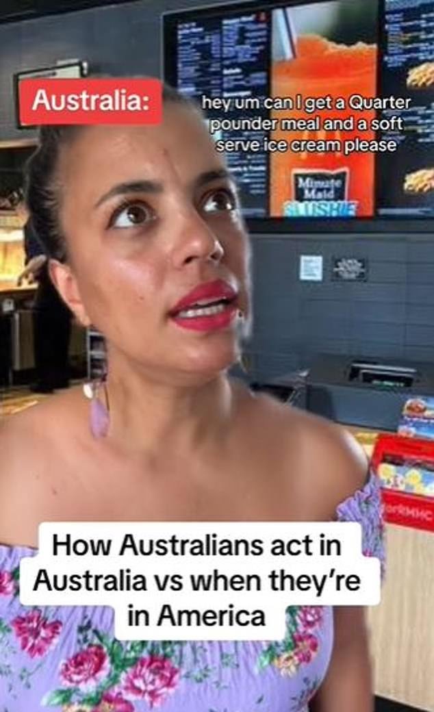 TikTok comedian Tamz Jade (pictured) joked about how Australians abroad usually amp up their accents to communicate where they're from when they visit America