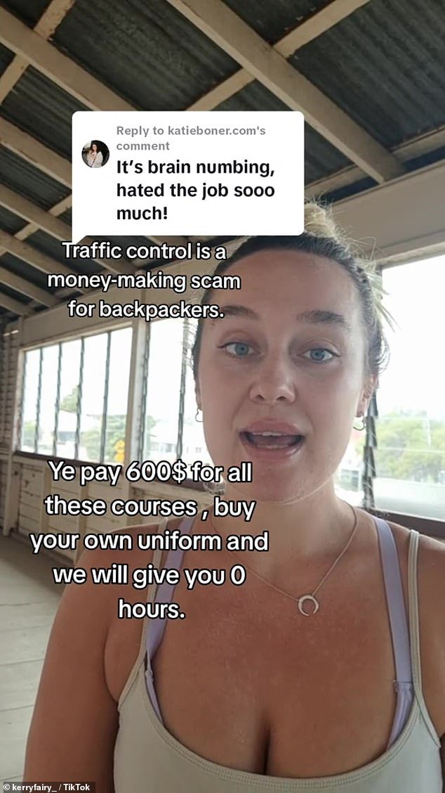 The tourist, known as Kerry, recently shared a TikTok in which she revealed why she wouldn't recommend traffic control to others traveling Down Under