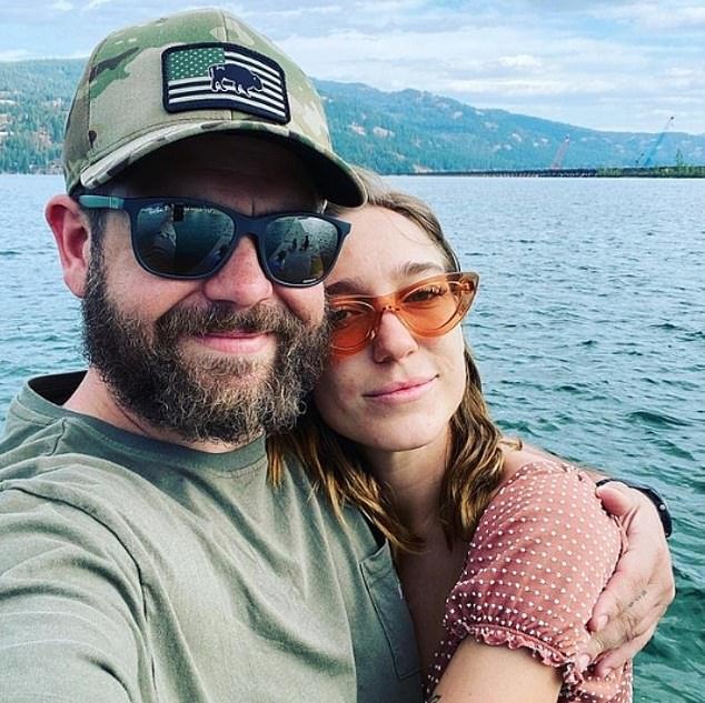 The happy couple: Announcing the happy news on Instagram on Thursday, reality star Osbourne - who was previously married to Lisa Stelly from 2012-2019 - posed with his new bride after the secret ceremony last week