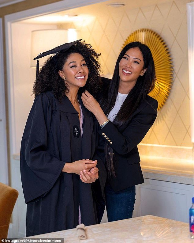 Defense: Kimora Lee Simmons has defended her daughter Aoki, 21, three months after sharing a disturbing video of her crying youngest daughter being scolded by her father Russell Simmons.