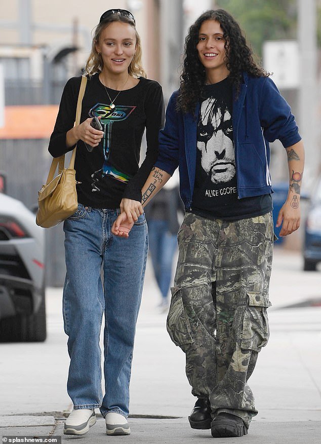 Cute couple: Lily-Rose Depp was pictured spending time with her friend, 070 Shake, in Los Angeles on Friday morning