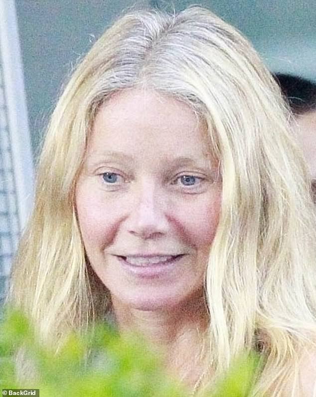 Gwyneth Paltrow, 50, was pictured bareheaded and without make-up