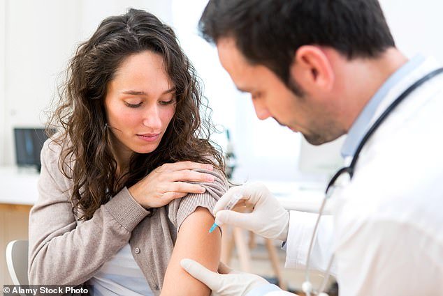 The first Australian case of Pirola was found by a Western Australian laboratory, but there are likely to be many more as very few Covid infections are sent for testing.  A woman is pictured receiving a Covid vaccination