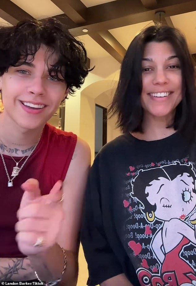 'We had to execute it!'  The Kardashians' producer-star Kourtney Kardashian showed off her strong bond with stepson Landon Asher Barker as she sweetly helped him promote his new song Friends With Your Ex
