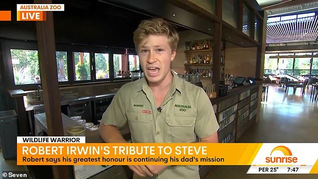 Robert Irwin shared a poignant tribute to his late father Steve Irwin on Friday.  On Friday's edition of Sunrise, the 19-year-old discussed his father's lasting legacy with presenters Nat Barr and Matt Shirvington
