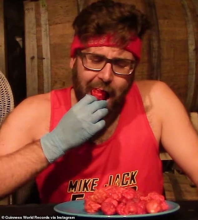 Mike Jack, 41, set out to break a Guinness World Record by eating 50 Carolina reapers as quickly as possible in London, Ontario