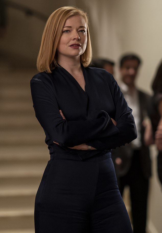 In the popular American TV series Succession, the fiercely ambitious children of multi-billionaire Logan Roy constantly struggle for control of their father's enormous media dynasty.  Pictured: Shiv Roy, played by Sarah Snook on the show