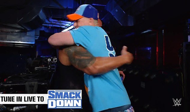 After a brief staredown, the former rivals enjoyed a warm embrace on the SmackDown show